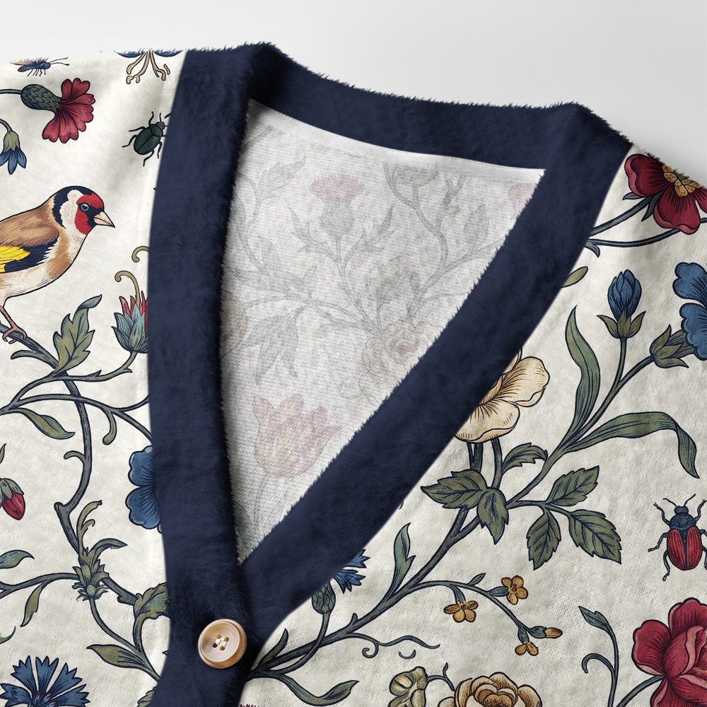 Tokyo-Tiger Vine And Songbirds Ugly Cardigan Sweater