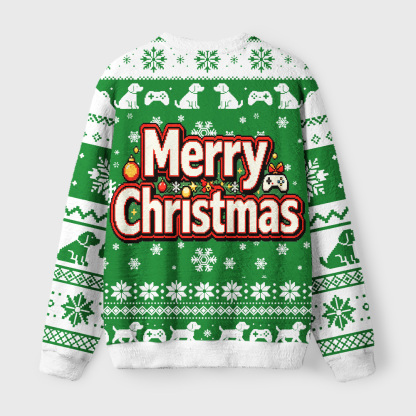 Tokyo-Tiger Gaming Christmas Dog Fuzzy Christmas Ugly Sweatshirt