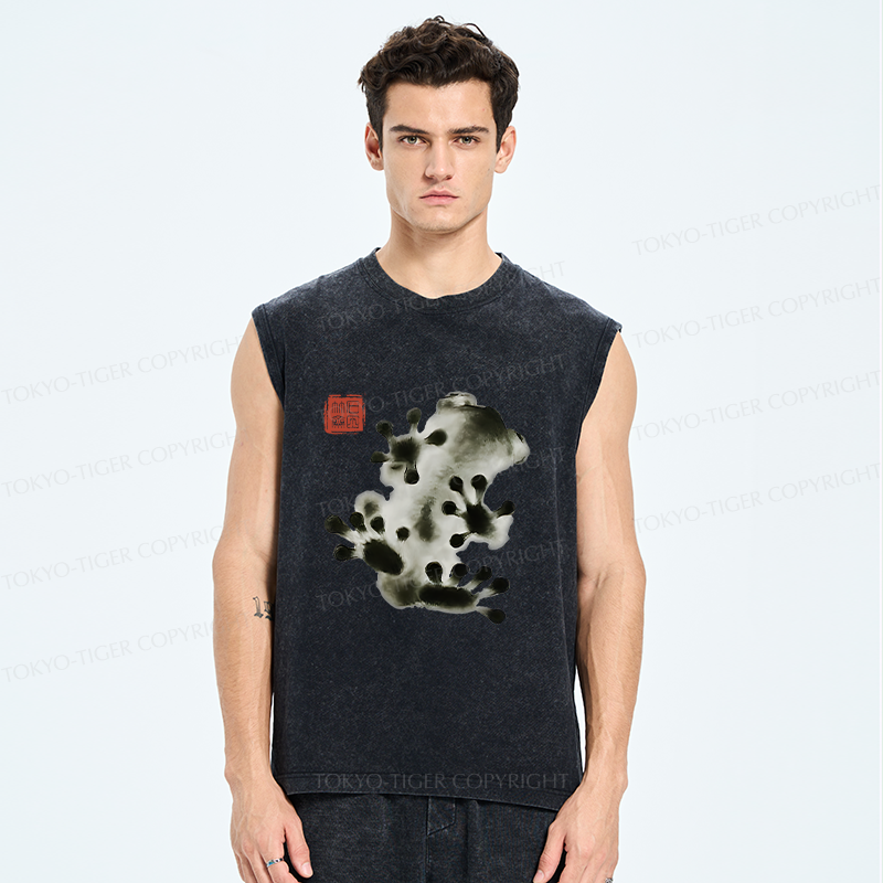 Tokyo-Tiger Ink Painting Frog Washed Tank