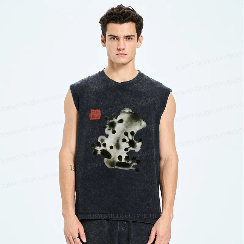 Tokyo-Tiger Ink Painting Frog Washed Tank
