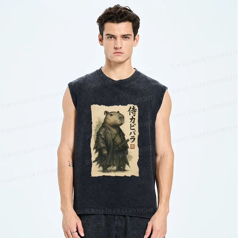 Tokyo-Tiger Capybara Samurai Washed Tank