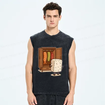 Tokyo-Tiger Sushi Pick Out Clothes Washed Tank
