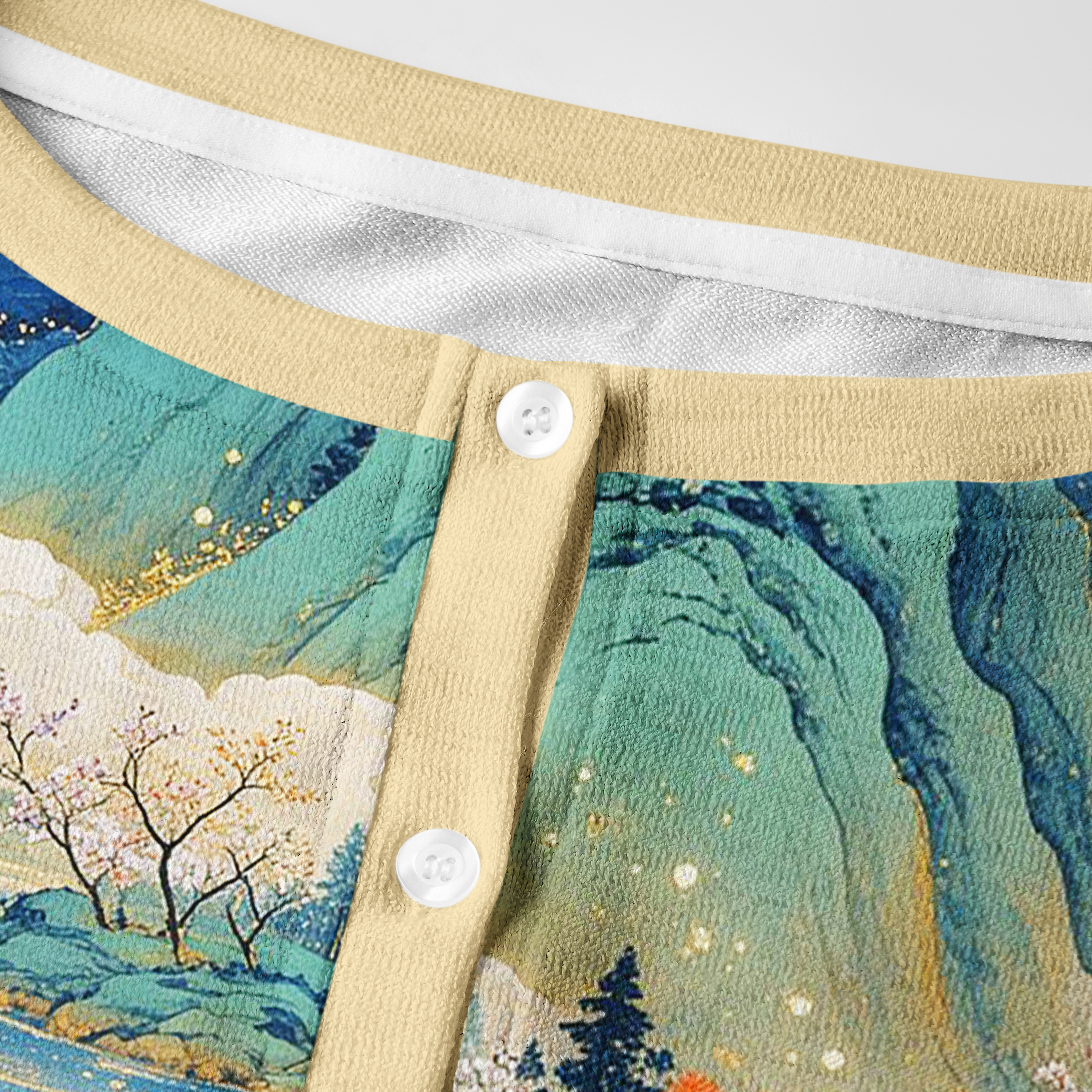 Tokyo-Tiger Vintage Oriental Blue Green Mountain Lake Scenery Women's Lightweight Cardigan