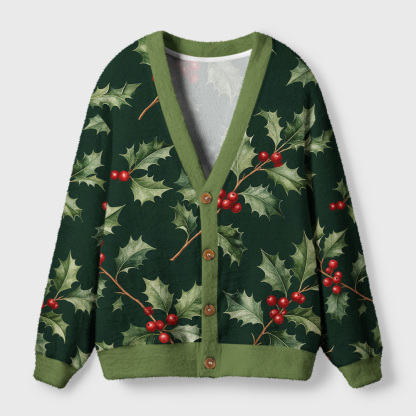 Tokyo-Tiger Crimson Berry Holly Ugly Cardigan Sweater