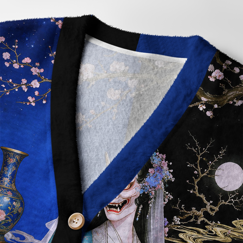 Tokyo-Tiger Sakura Moon Hannya Demon Ugly Cardigan Sweater
