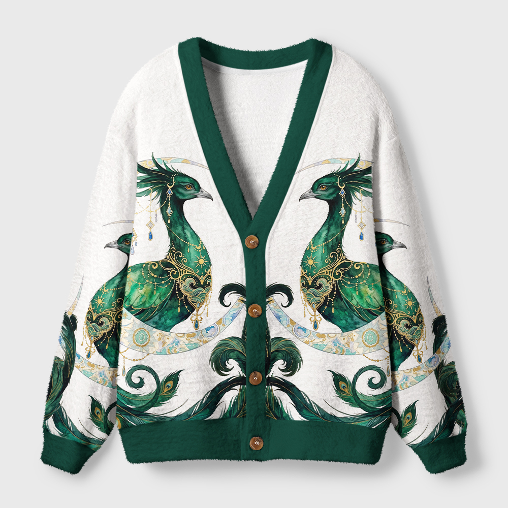 Tokyo-Tiger Light Of The Moonlit Phoenix Ugly Cardigan Sweater