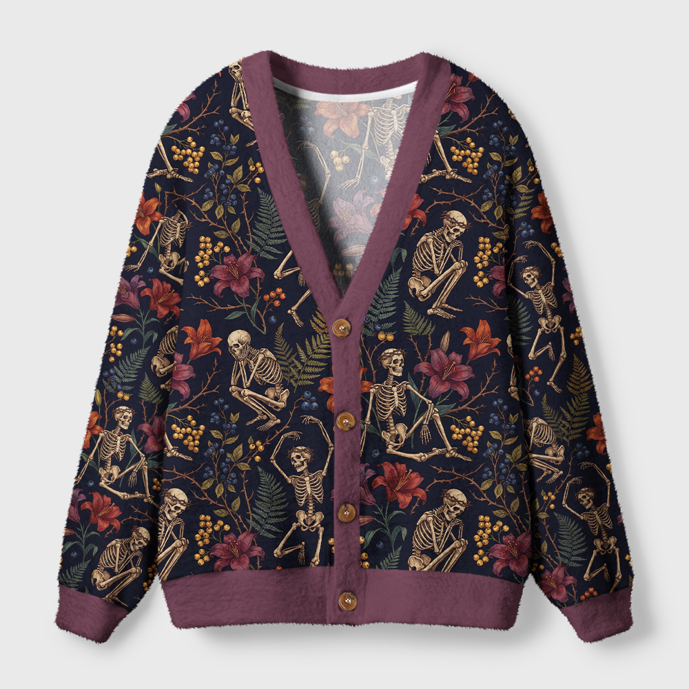 Tokyo-Tiger Life Blooms Among The Bones Ugly Cardigan Sweater