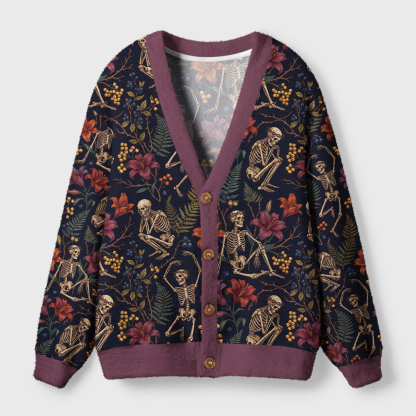 Tokyo-Tiger Life Blooms Among The Bones Ugly Cardigan Sweater