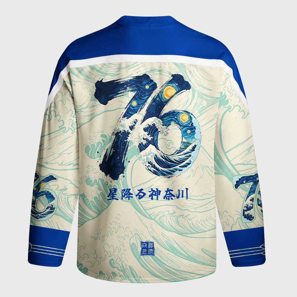 Tokyo-Tiger Starry Waves of Kanagawa Long-Sleeve Hockey Jersey