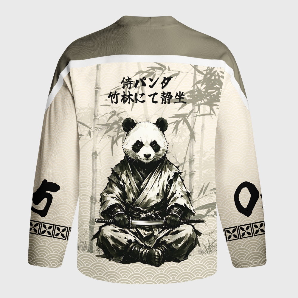 Tokyo-Tiger Samurai Panda Warrior Long-Sleeve Hockey Jersey