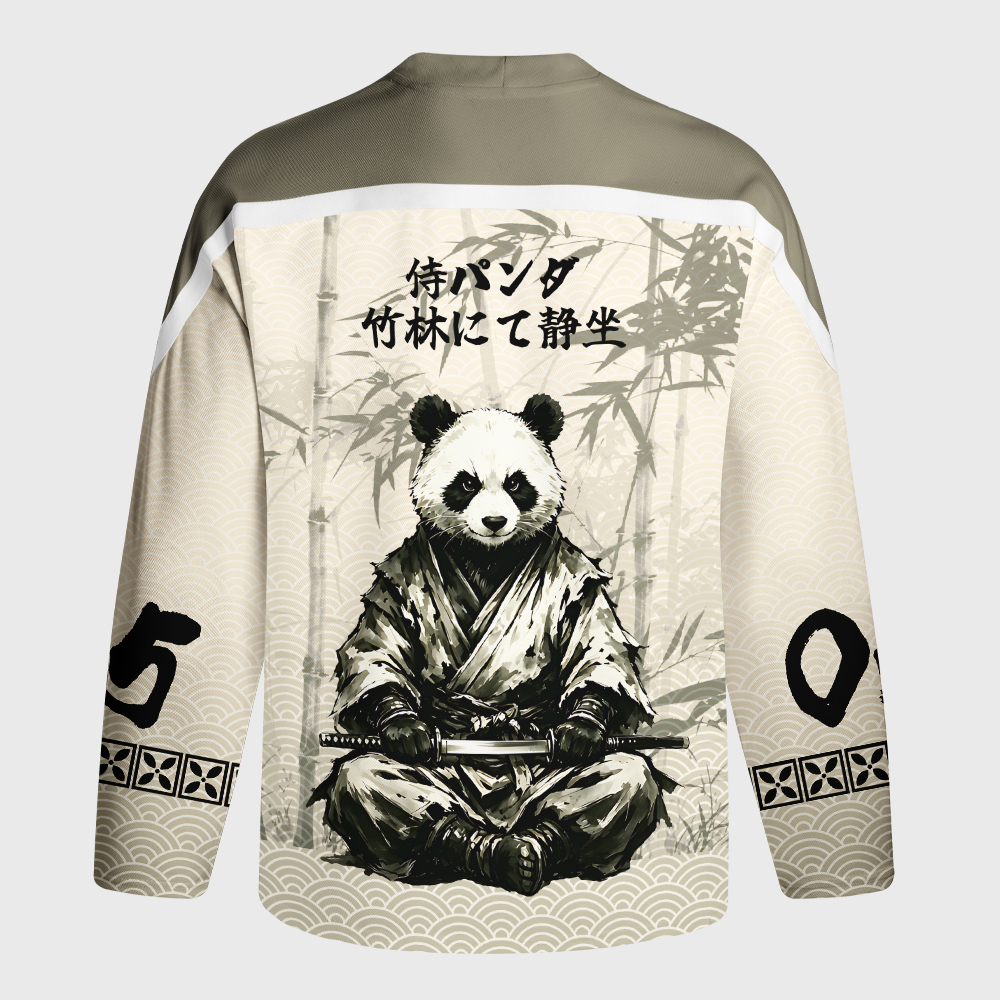 Tokyo-Tiger Samurai Panda Warrior Long-Sleeve Hockey Jersey