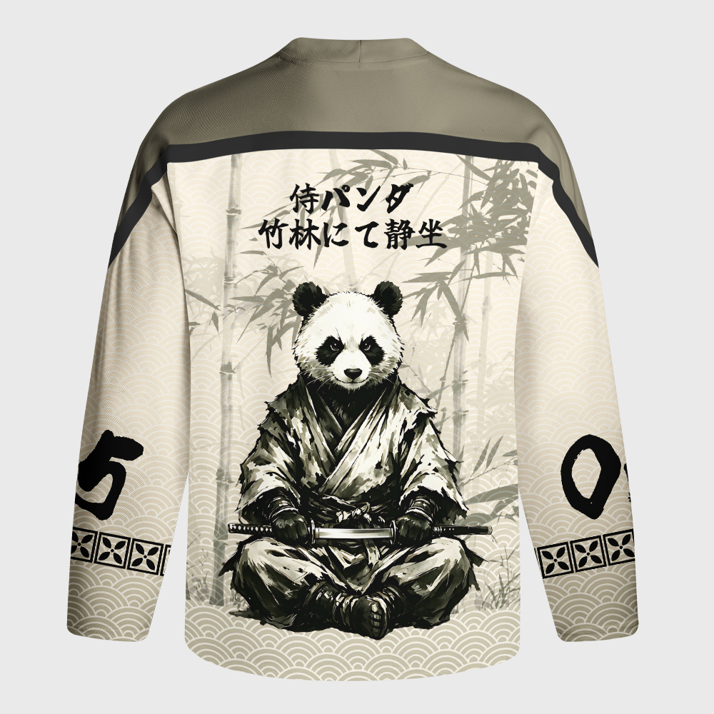 Tokyo-Tiger Samurai Panda Warrior Long-Sleeve Hockey Jersey