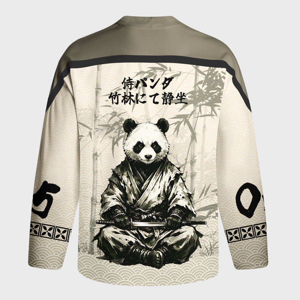 Tokyo-Tiger Samurai Panda Warrior Long-Sleeve Hockey Jersey
