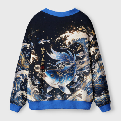 Tokyo-Tiger Koi Of Endless Prosperity Ugly Cardigan Sweater