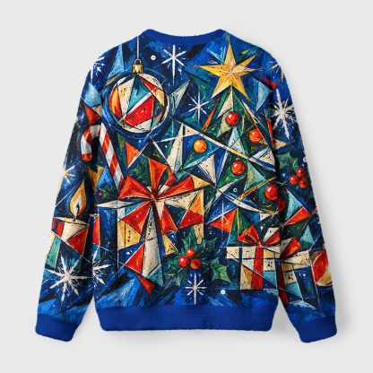 Tokyo-Tiger Abstract Christmas Art Fuzzy Christmas Ugly Sweatshirt