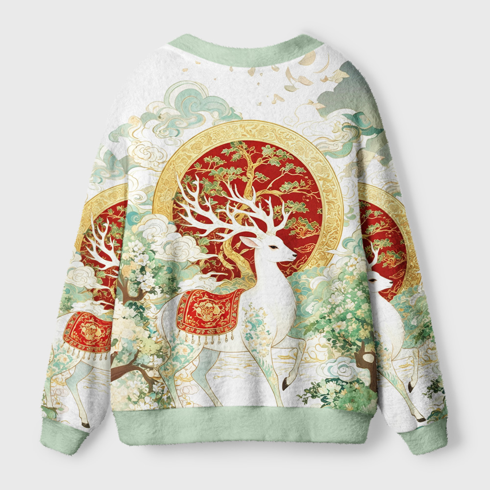 Tokyo-Tiger Dunhuang Divine Deer Ugly Cardigan Sweater