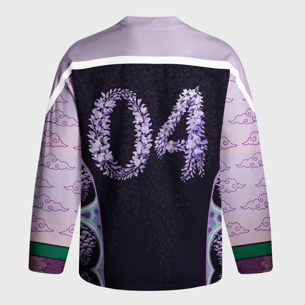 Tokyo-Tiger Wisteria Jpanese Flowers Long-Sleeve Hockey Jersey