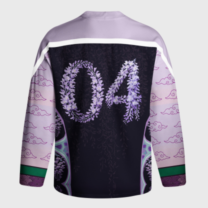Tokyo-Tiger Wisteria Jpanese Flowers Long-Sleeve Hockey Jersey