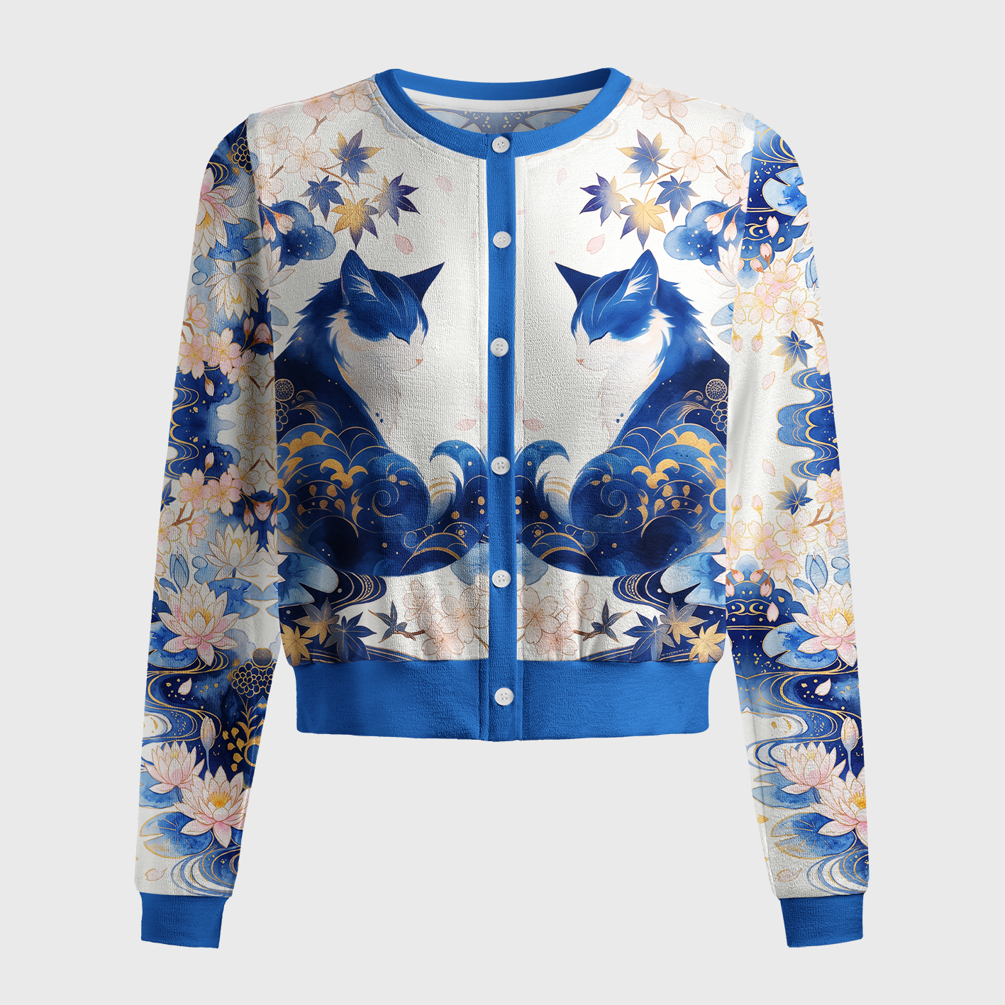 Tokyo-Tiger Retro Zen Cat: Living the Present Women's Lightweight Cardigan