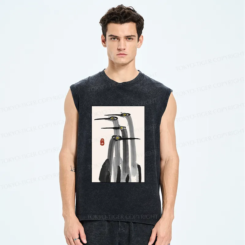 Tokyo-Tiger Japanese Crane Poster Washed Tank