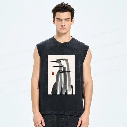 Tokyo-Tiger Japanese Crane Poster Washed Tank