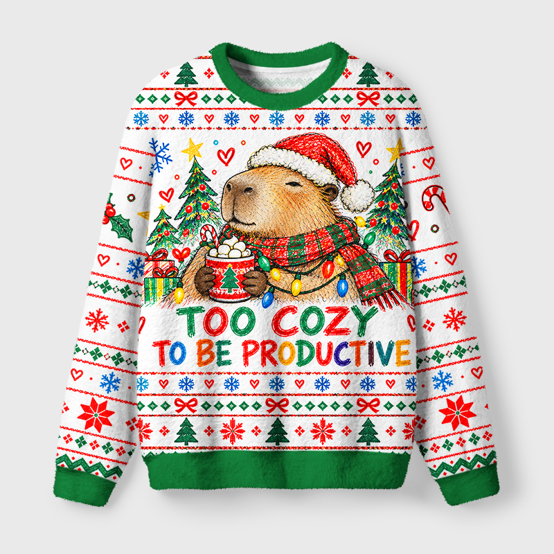 Tokyo-Tiger Capybara Cozy Vibe Fuzzy Christmas Ugly Sweatshirt
