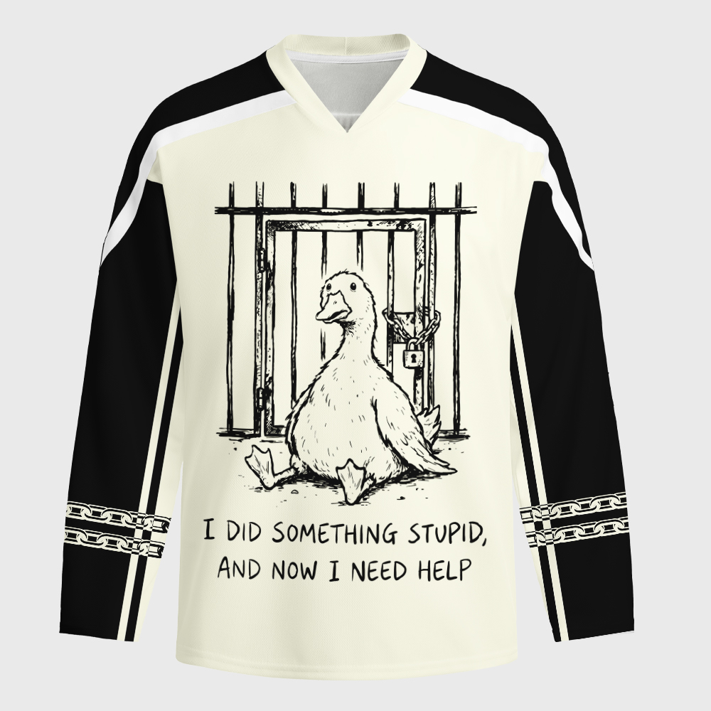 Tokyo-Tiger Funny Jail Duck Long-Sleeve Hockey Jersey