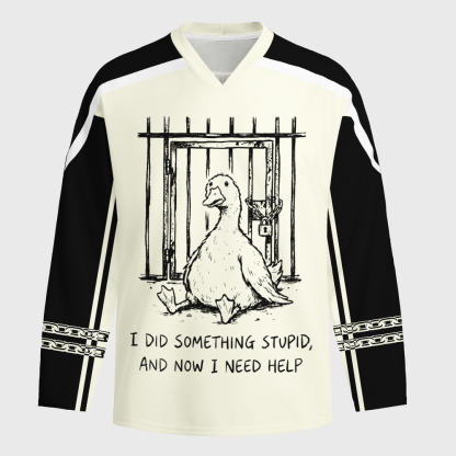 Tokyo-Tiger Funny Jail Duck Long-Sleeve Hockey Jersey