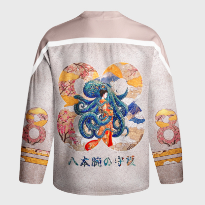 Tokyo-Tiger Octopus And The Kimono Long-Sleeve Hockey Jersey
