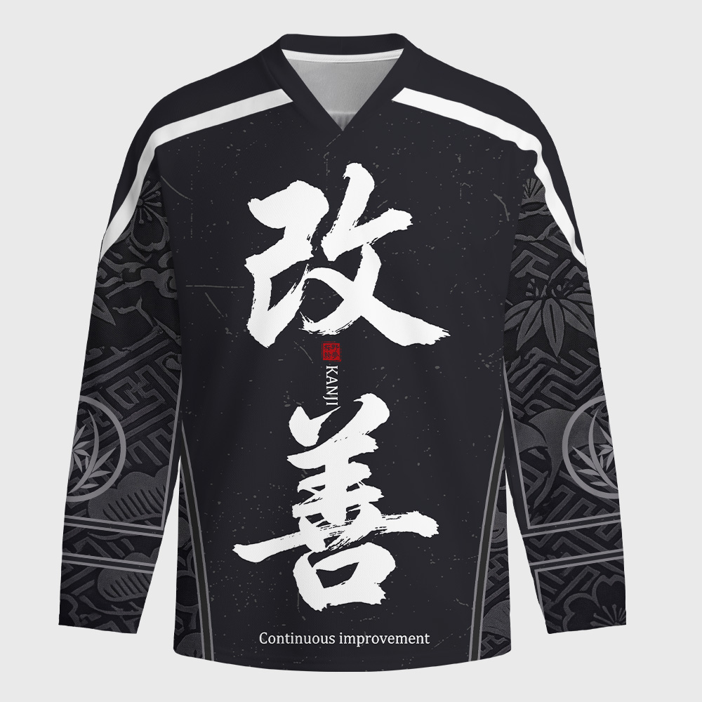 Tokyo-Tiger Continuous Improvement Kanji Long-Sleeve Hockey Jersey