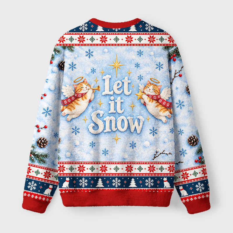 Tokyo-Tiger Cute Cat Lying On Snow Fuzzy Christmas Ugly Sweatshirt