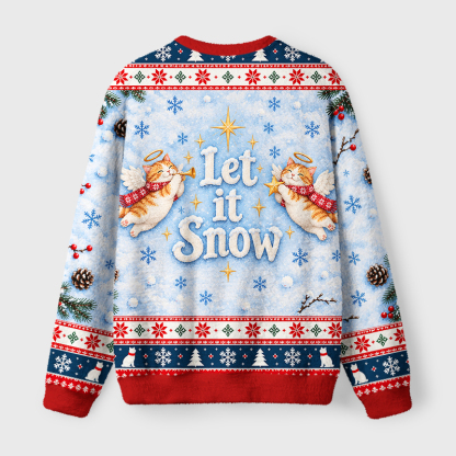 Tokyo-Tiger Cute Cat Lying On Snow Fuzzy Christmas Ugly Sweatshirt
