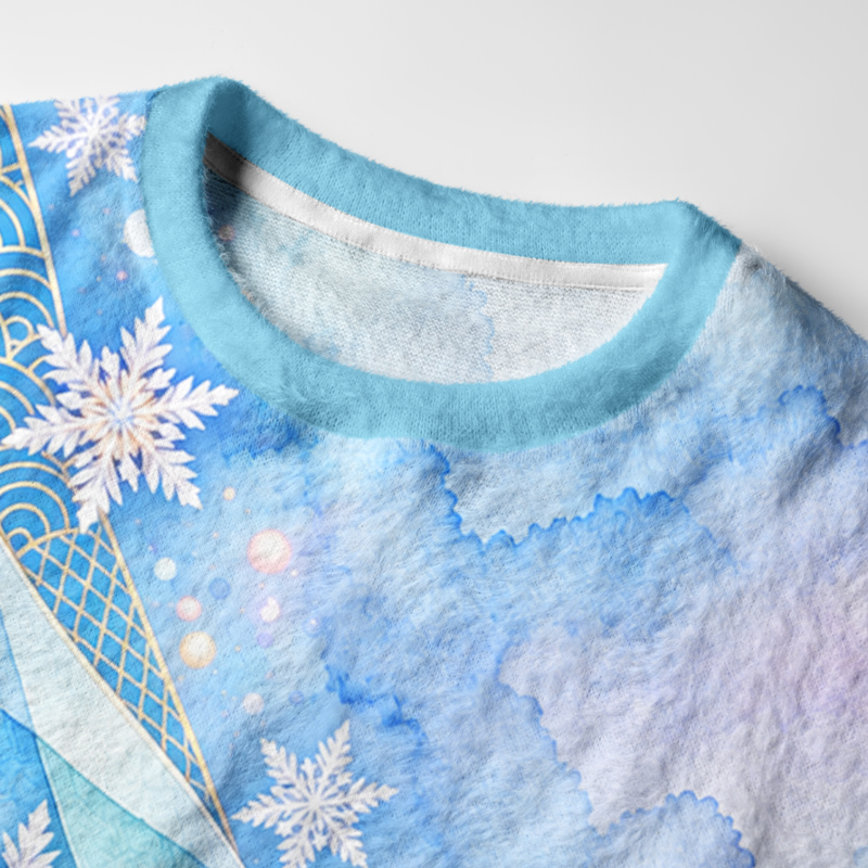 Tokyo-Tiger Shiny Ice Snowflake Art Fuzzy Christmas Ugly Sweatshirt