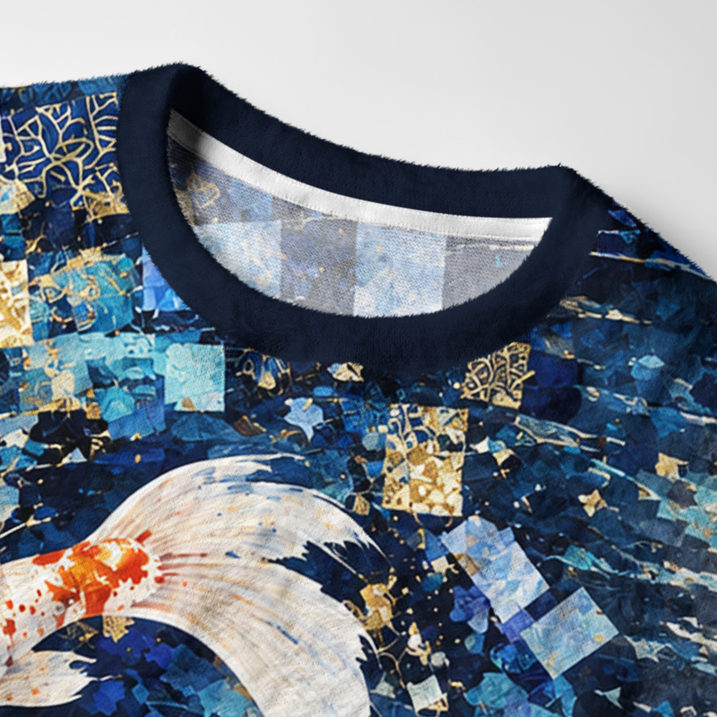 Tokyo-Tiger Blue Gold Koi Fish Fuzzy Christmas Ugly Sweatshirt