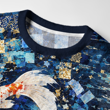 Tokyo-Tiger Blue Gold Koi Fish Fuzzy Christmas Ugly Sweatshirt