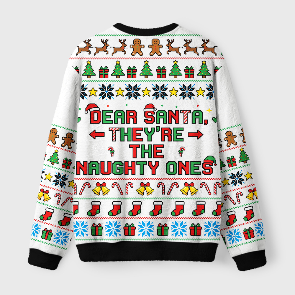 Tokyo-Tiger Naughty Ones Christmas Fuzzy Christmas Ugly Sweatshirt