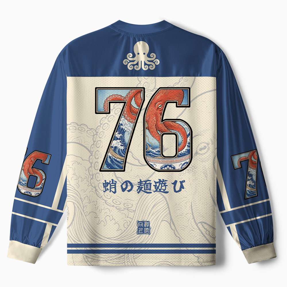 Tokyo-Tiger Octopus Ramen Kanagawa Waves Paneled Long Sleeve Jersey