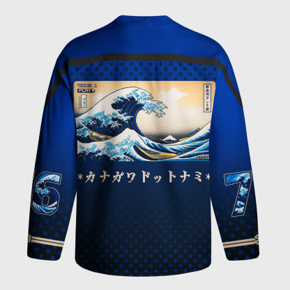 Tokyo-Tiger Pixel Wave Long-Sleeve Hockey Jersey