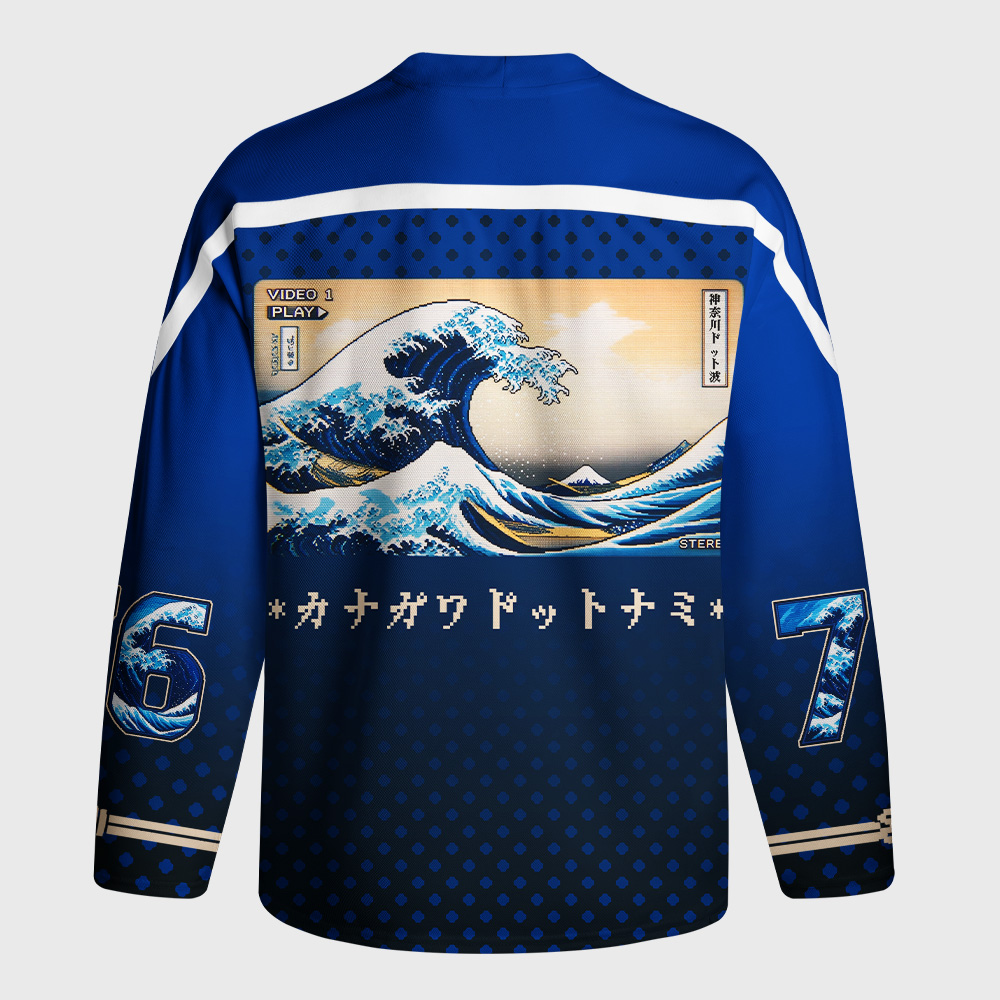 Tokyo-Tiger Pixel Wave Long-Sleeve Hockey Jersey