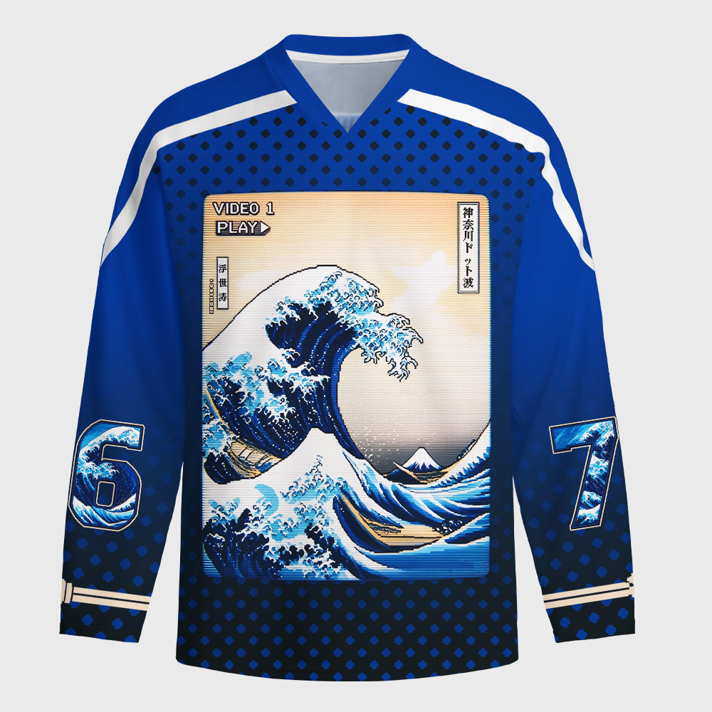 Tokyo-Tiger Pixel Wave Long-Sleeve Hockey Jersey