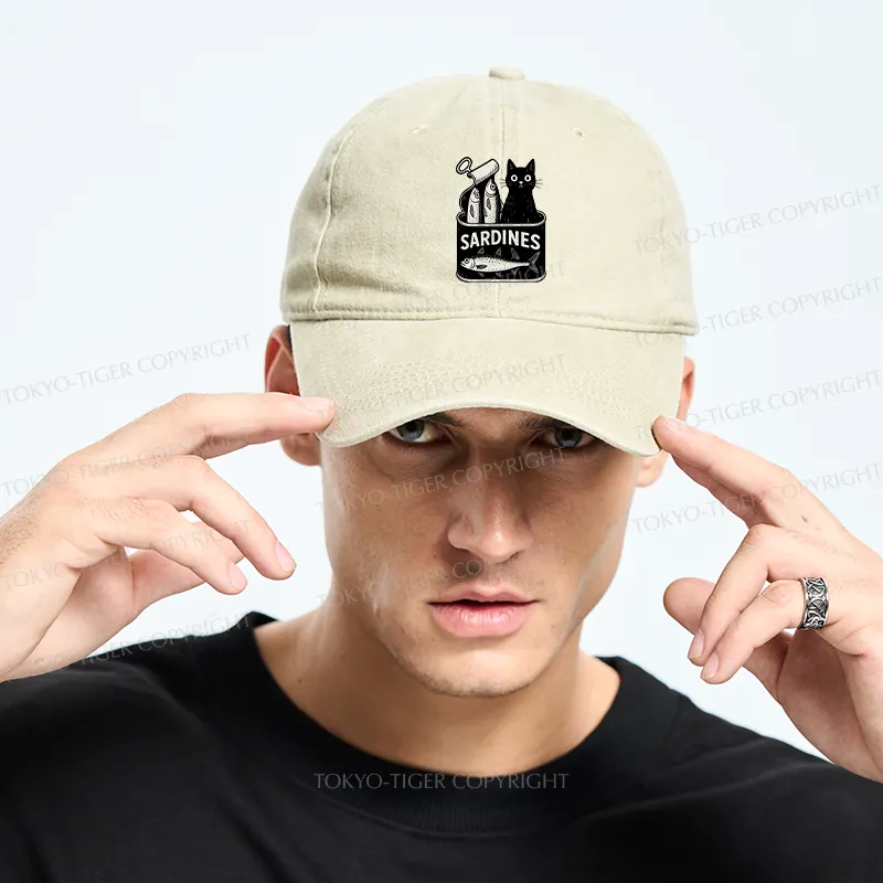 Tokyo-Tiger Cat And Canned Fish Washed Cap