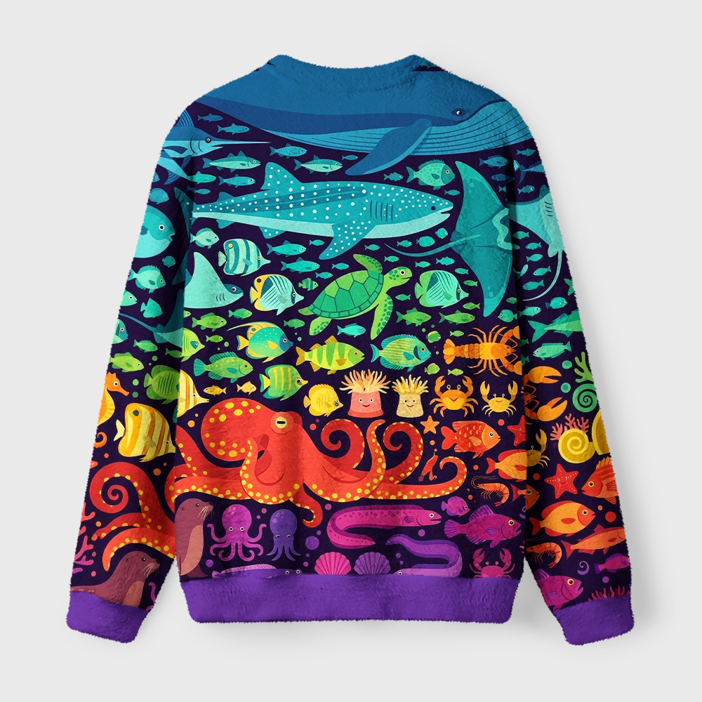 Tokyo-Tiger Deep‑Sea Parade Fuzzy Christmas Ugly Sweatshirt