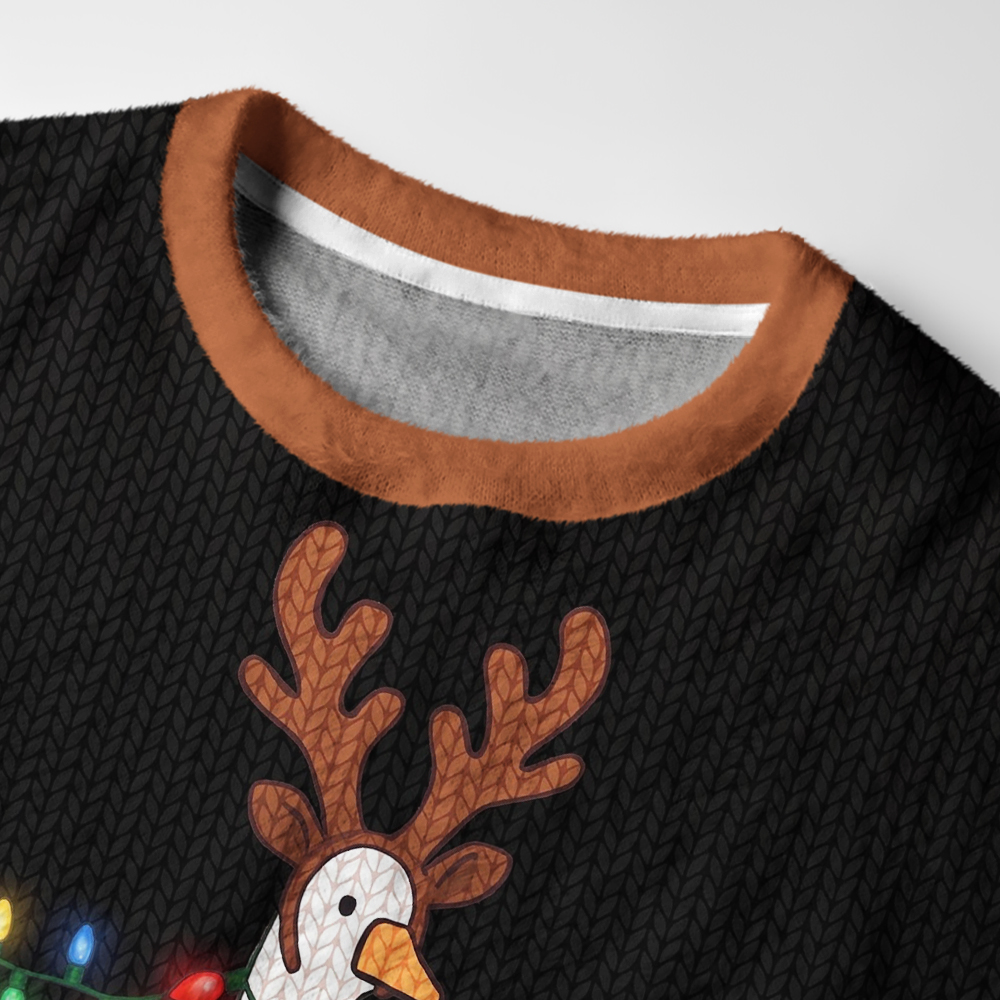Tokyo-Tiger Funny Christmas Goose Fuzzy Christmas Ugly Sweatshirt