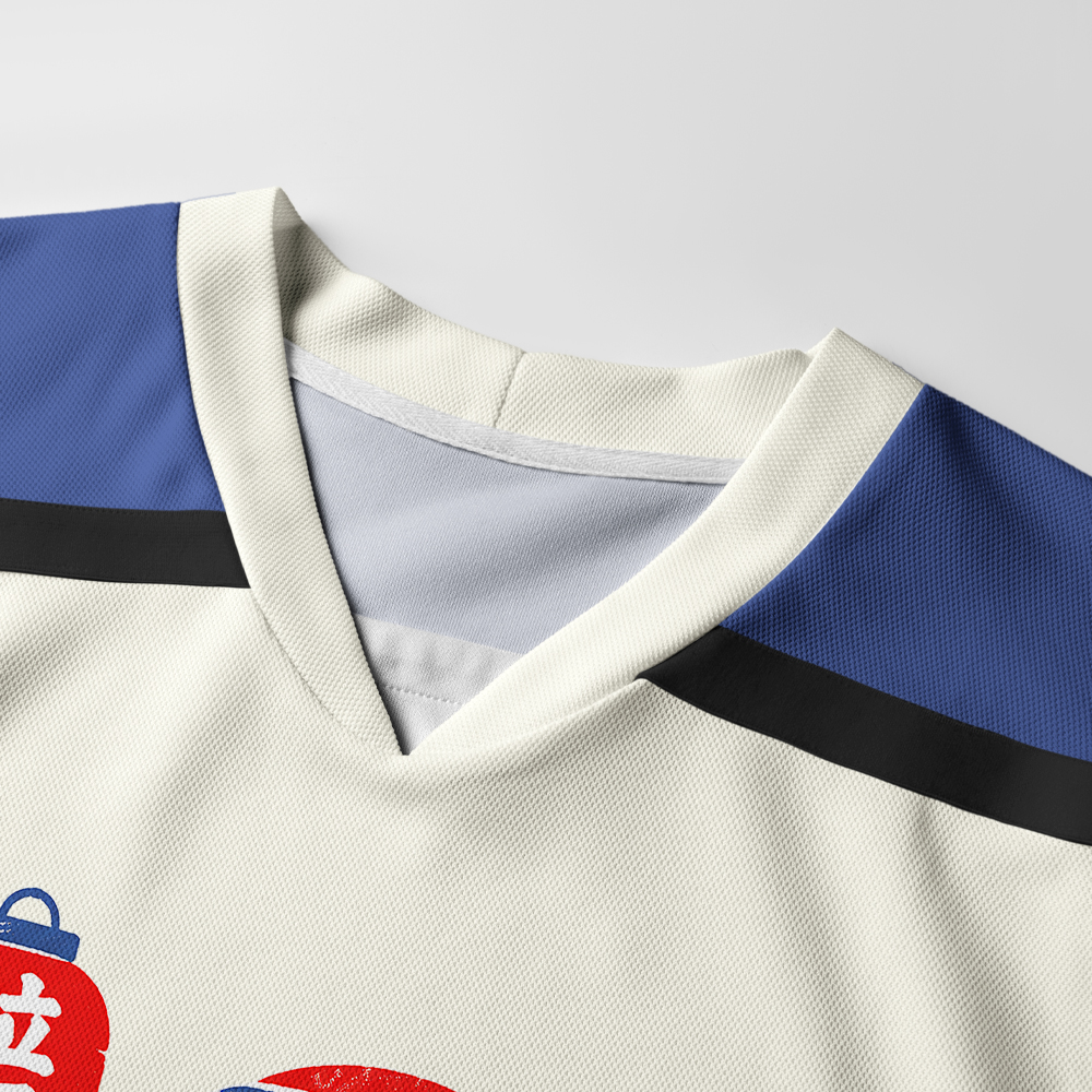 Tokyo-Tiger Japanese Retro Octopus Ramen Long-Sleeve Hockey Jersey