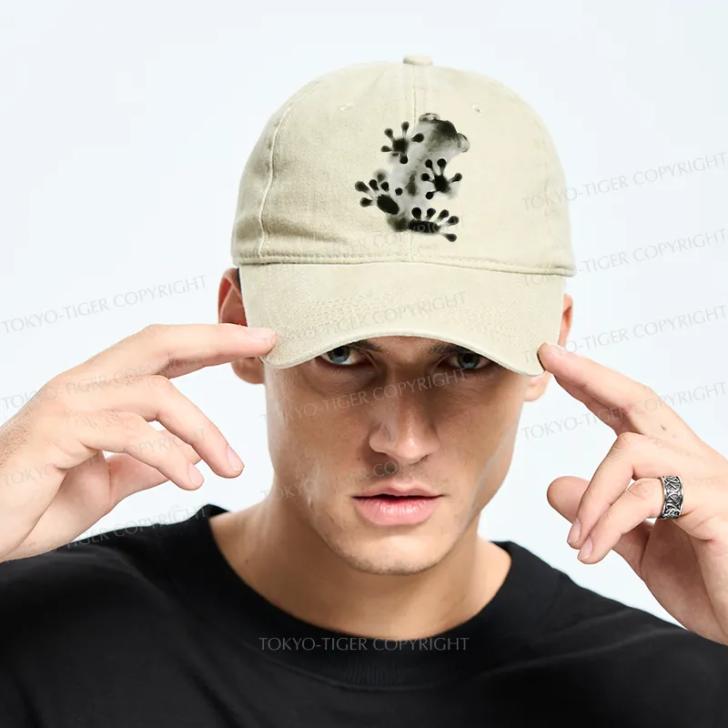 Tokyo-Tiger Ink Painting Frog Washed Cap