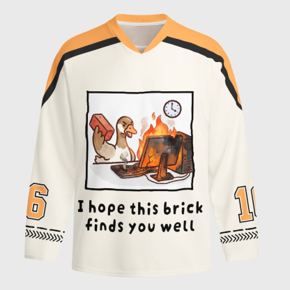 Tokyo-Tiger Office Angry Duck Graphic Long-Sleeve Hockey Jersey