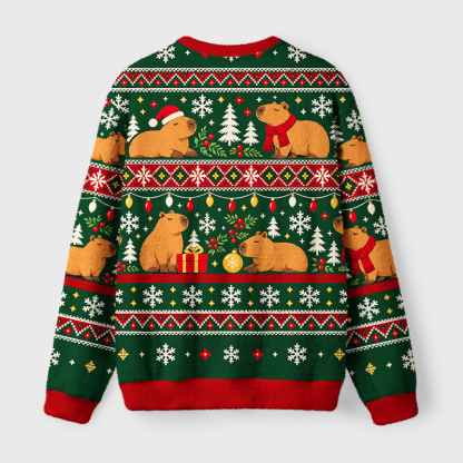 Tokyo-Tiger Funny Capybaras Christmas Ugly Sweatshirt