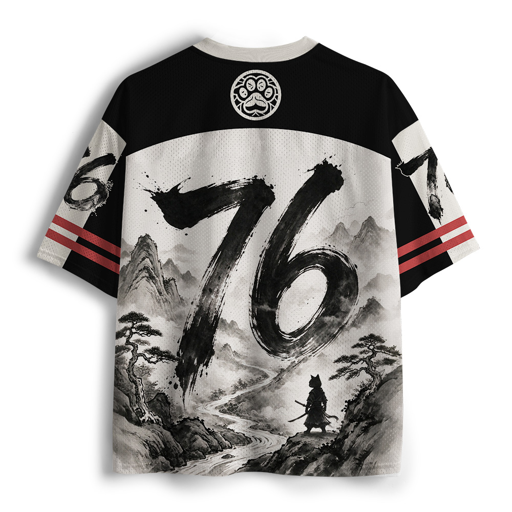 Tokyo-Tiger Samurai Cat Mountains Mesh Jersey