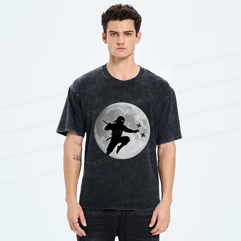 Tokyo-Tiger Ninja Under The Moon Washed T-Shirt