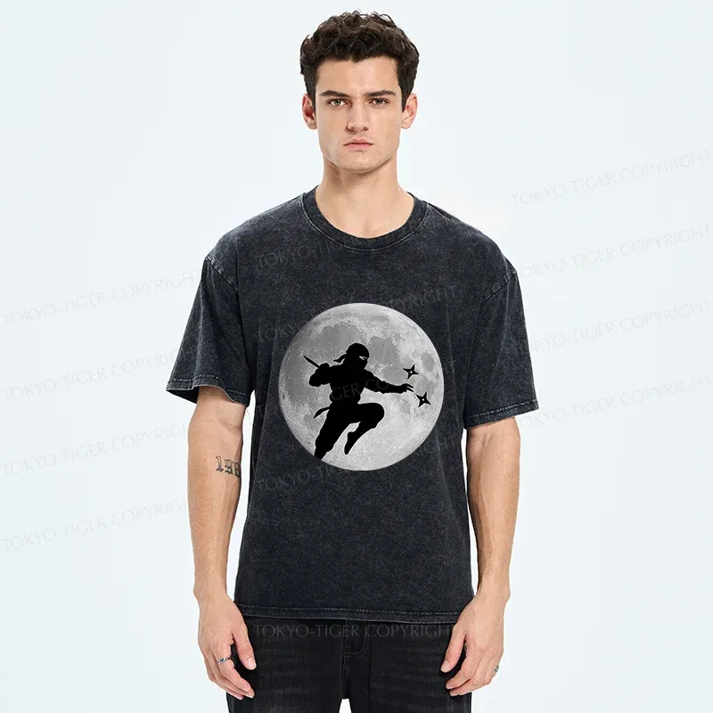 Tokyo-Tiger Ninja Under The Moon Washed T-Shirt